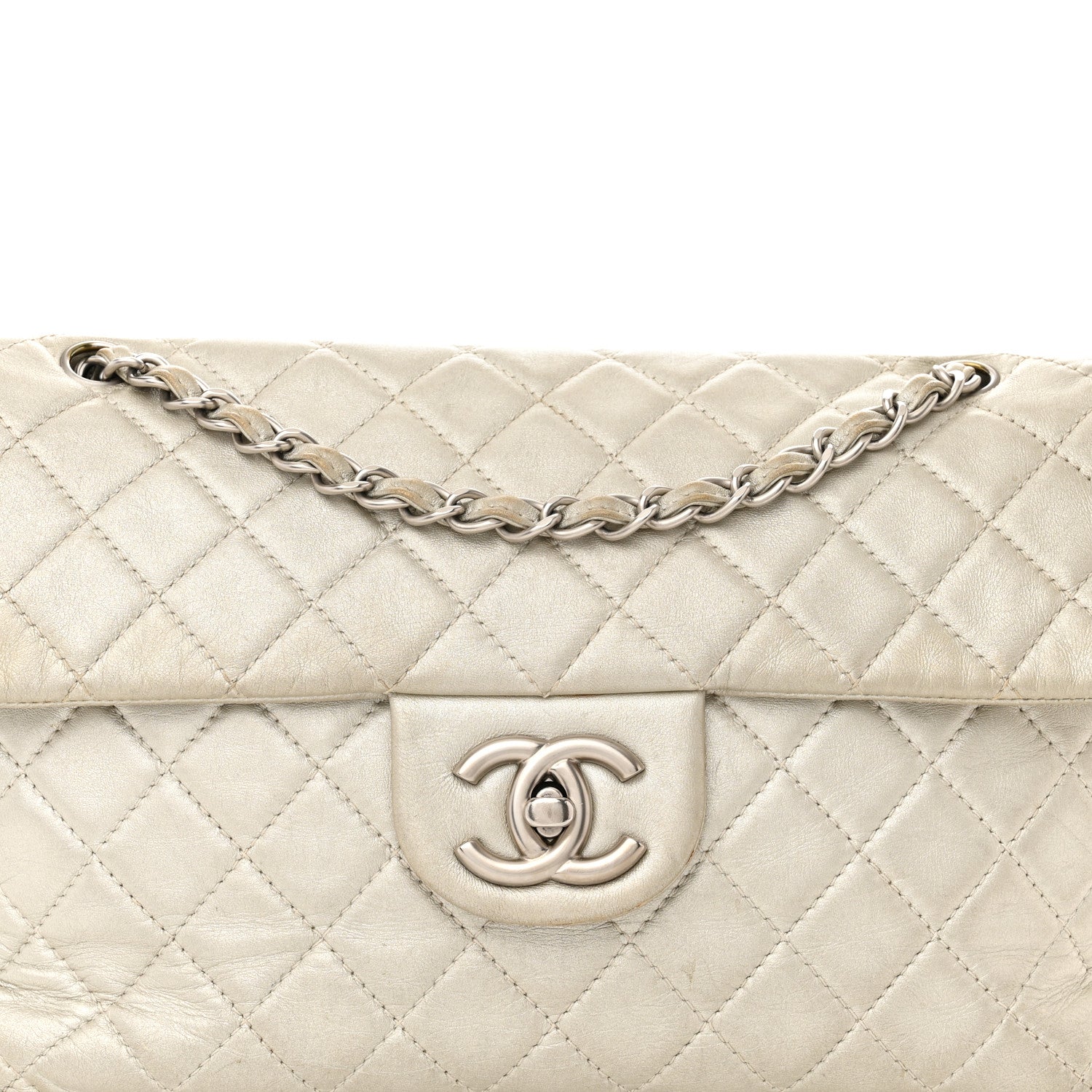 Chanel Metallic Lambskin Quilted Maxi Single Flap Silver 8 of 14