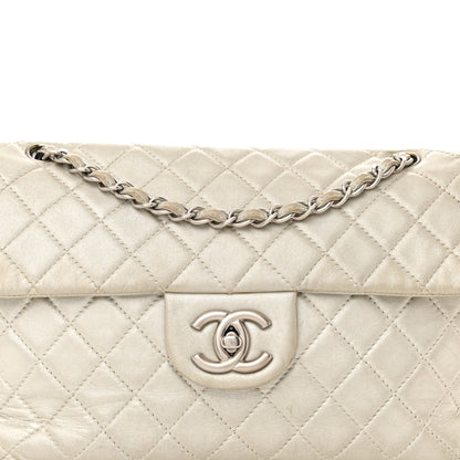 Chanel Metallic Lambskin Quilted Maxi Single Flap Silver 8 of 14