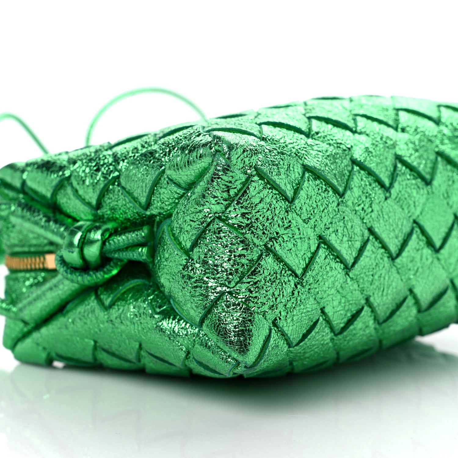 Bottega Veneta Metallic Calfskin Intrecciato Mini Loop Camera Bag Green 7 of 8