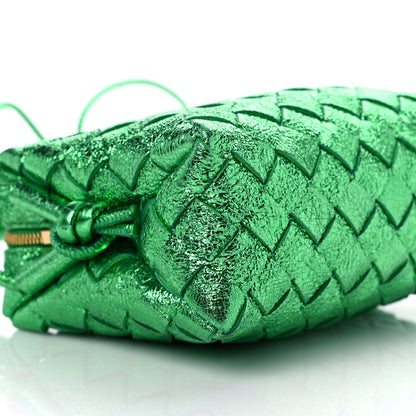 Bottega Veneta Metallic Calfskin Intrecciato Mini Loop Camera Bag Green 7 of 8