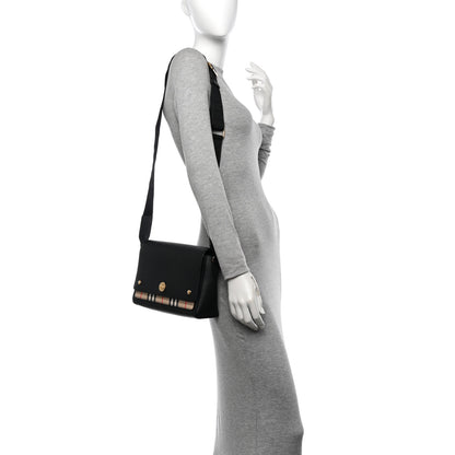Burberry Grainy Calfskin Vintage Check Note Crossbody Bag Black 2 of 10