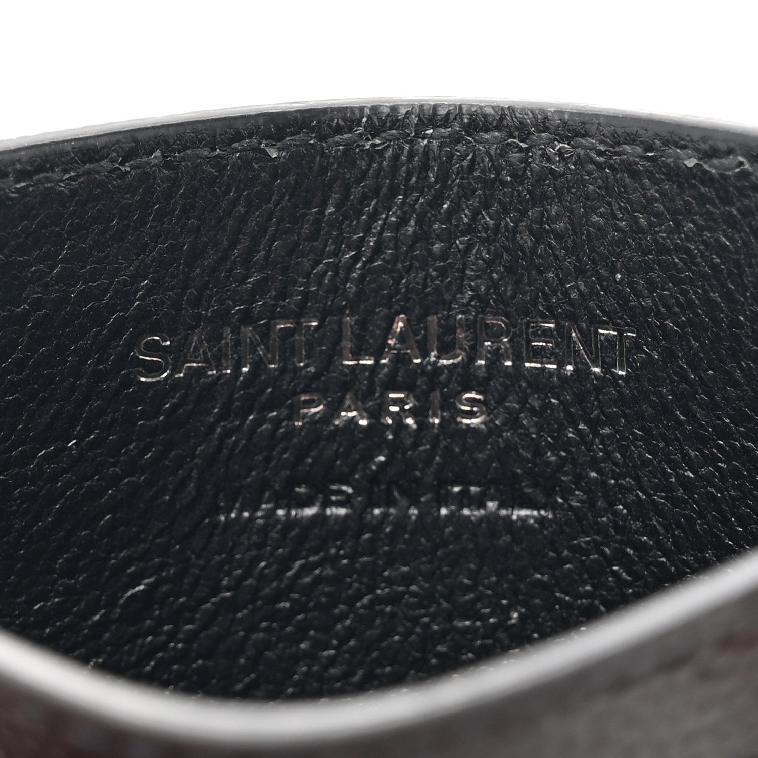 Saint Laurent Grain De Poudre Matelasse Chevron Monochrome Monogram Credit Card Case Black 6 of 7