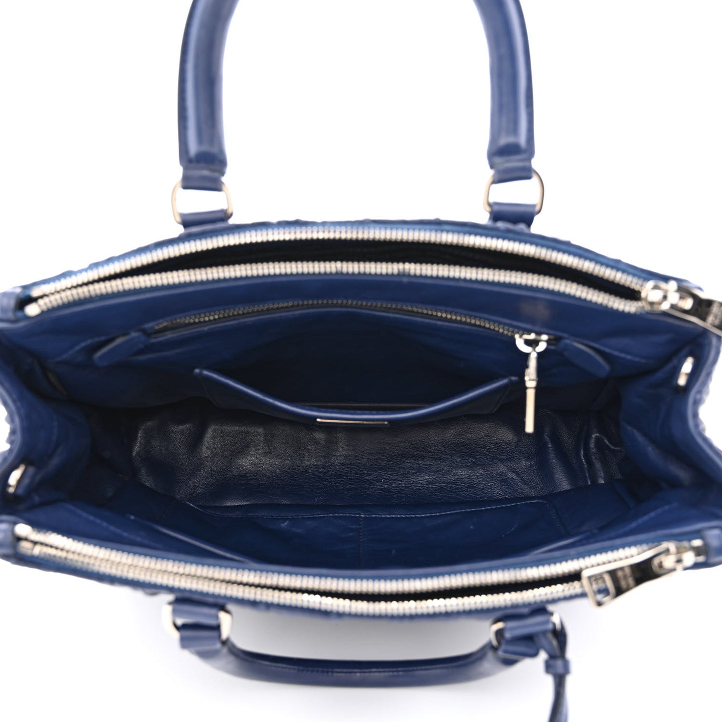 Nappa Gaufre Double Zip Tote Bluette
