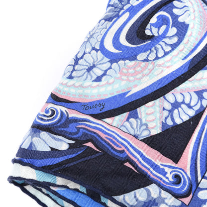 Hermes Cashmere Silk De La Mer Au Ciel Shawl 140 Marine Rose Turquoise 5 of 5