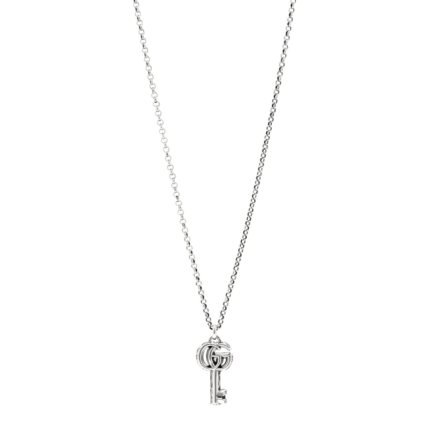 Sterling Silver Double G Key Pendant Necklace