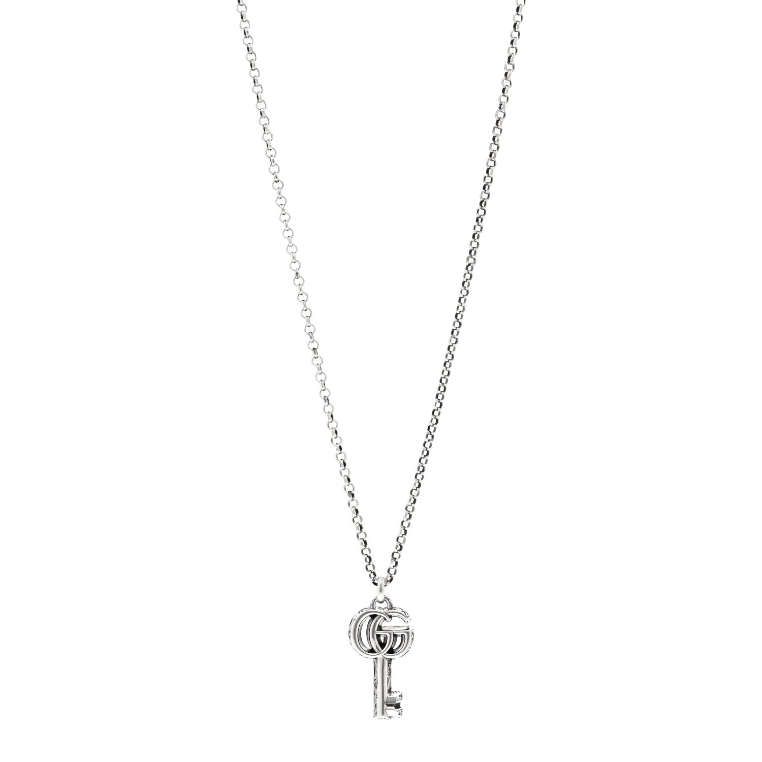 Gucci Sterling Silver Double G Key Pendant Necklace 1 of 4