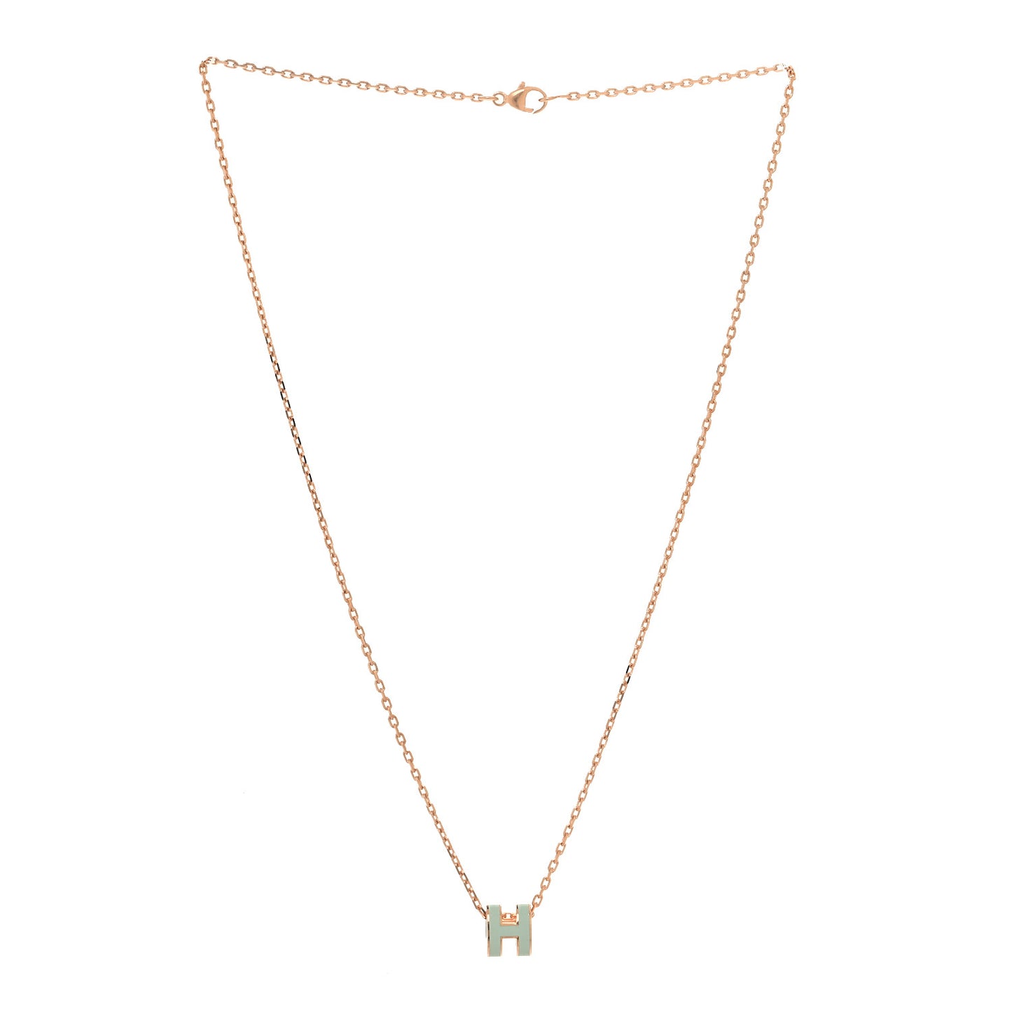 Lacquered Rose Gold Mini Pop H Pendant Necklace Bleu Zephyr