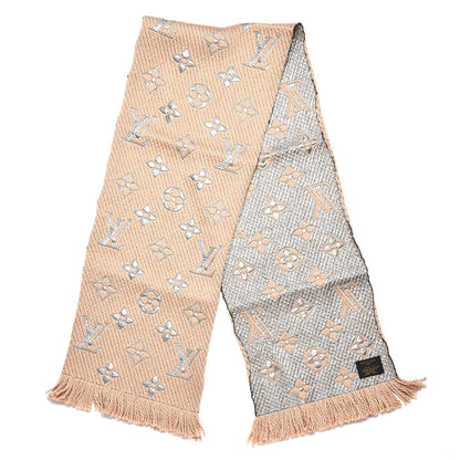 Louis Vuitton Wool Silk Logomania Shine Scarf Beige 3 of 4