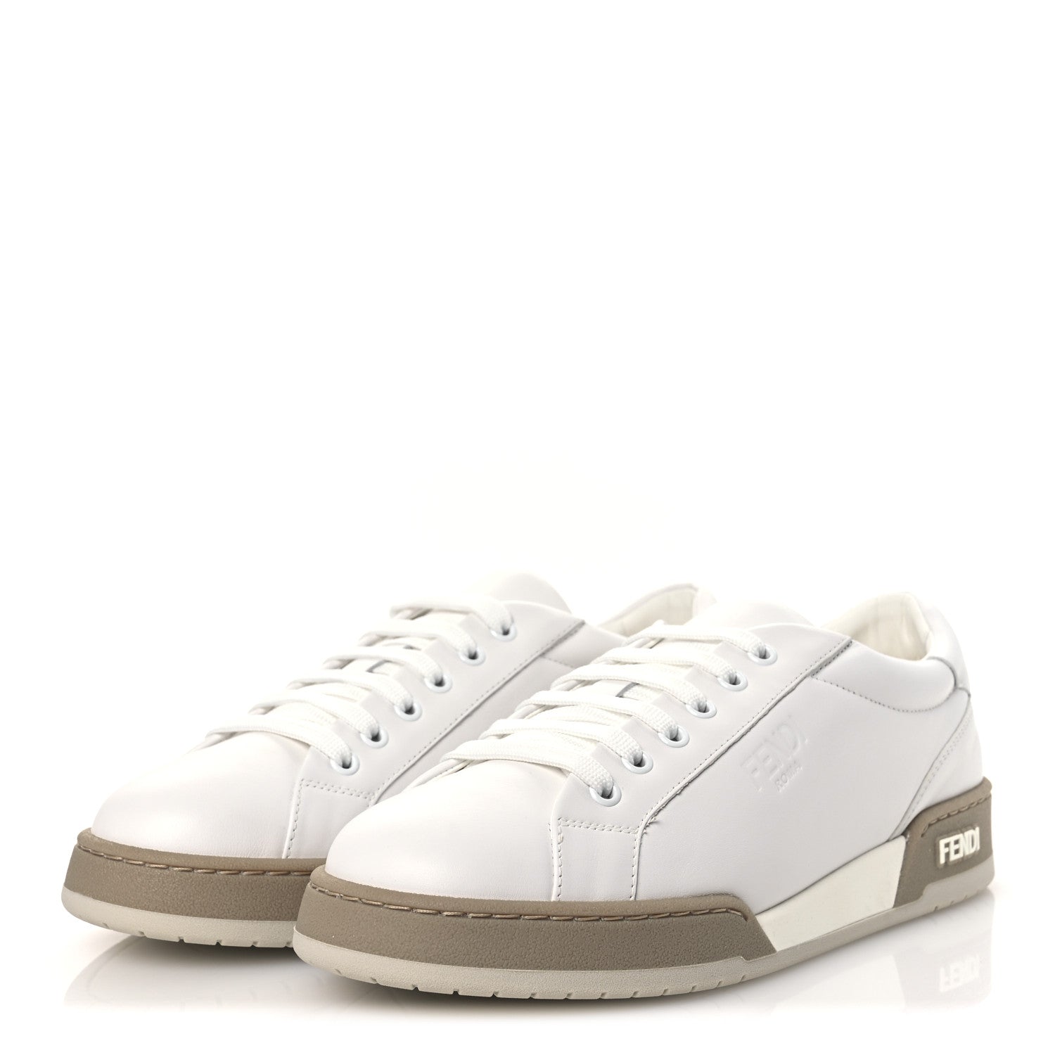 Fendi Calfskin Mens Fendi Match Low Top Sneakers 7 White Beige 4 of 10