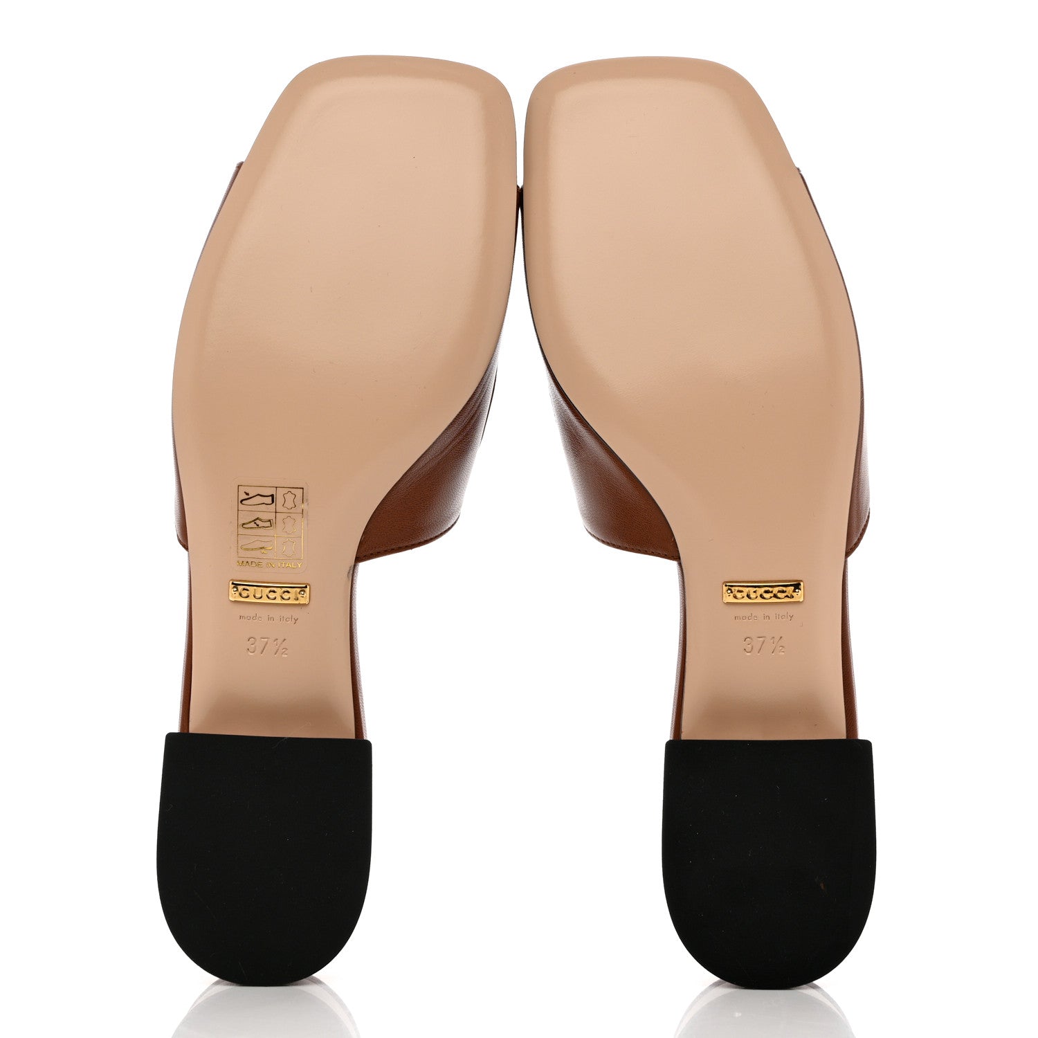 Gucci Malaga Kid Zumi Mid Heel Slide Sandals 37.5 Brown Papaya 5 of 9