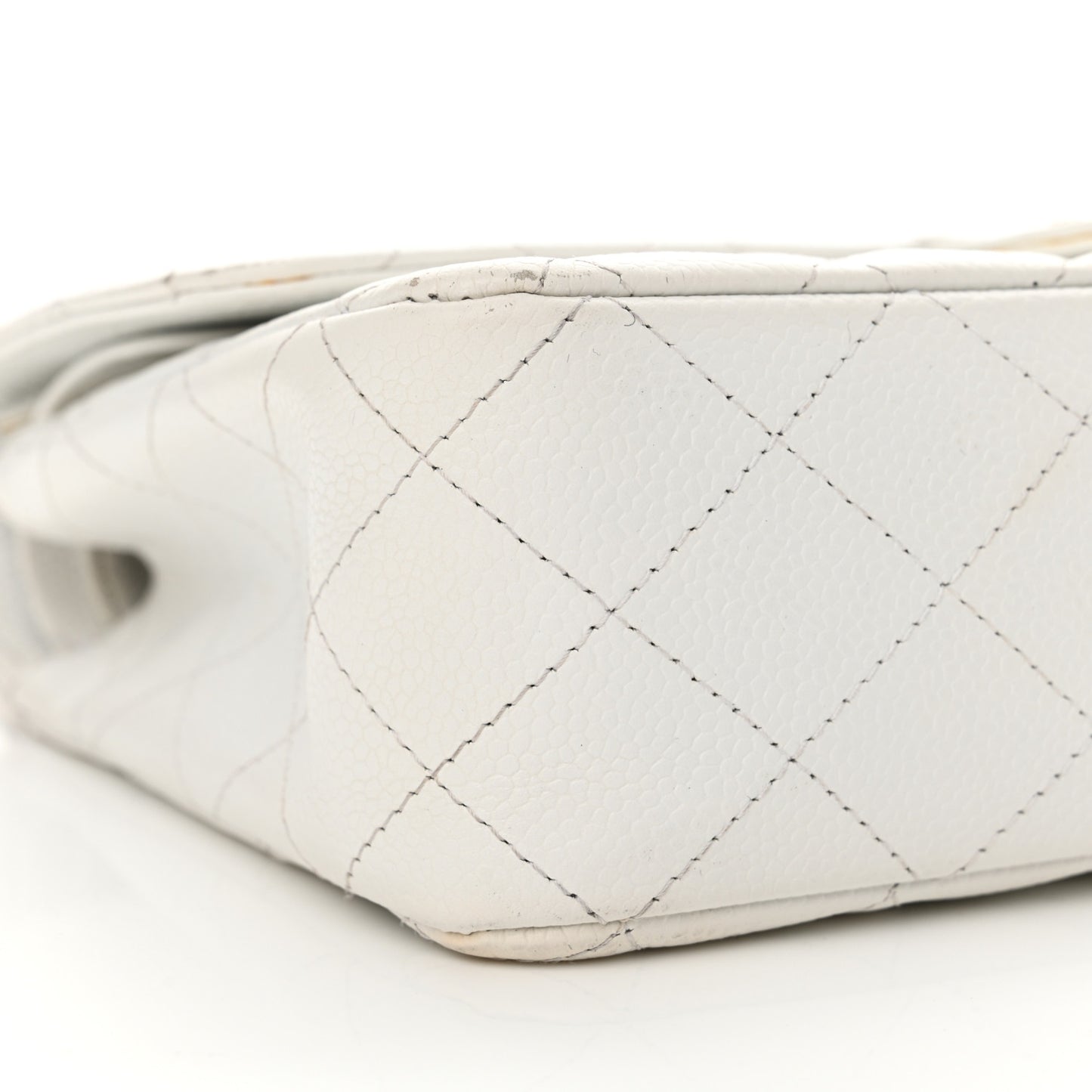 Caviar Quilted Medium Double Flap Bijoux Chain White