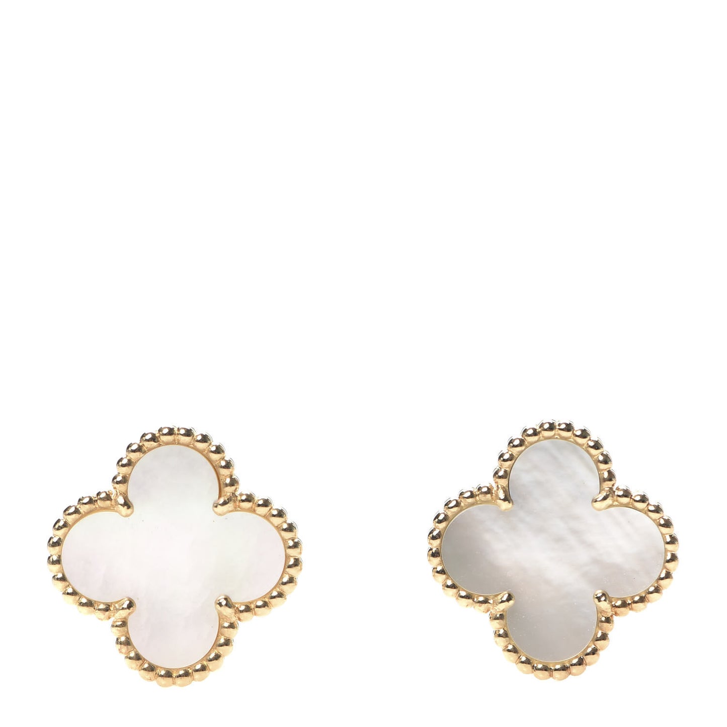 18K Yellow Gold Mother of Pearl Vintage Alhambra Earrings
