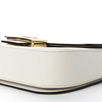 Prada Saffiano Lux Embleme Flap Shoulder Bag White 7 of 11