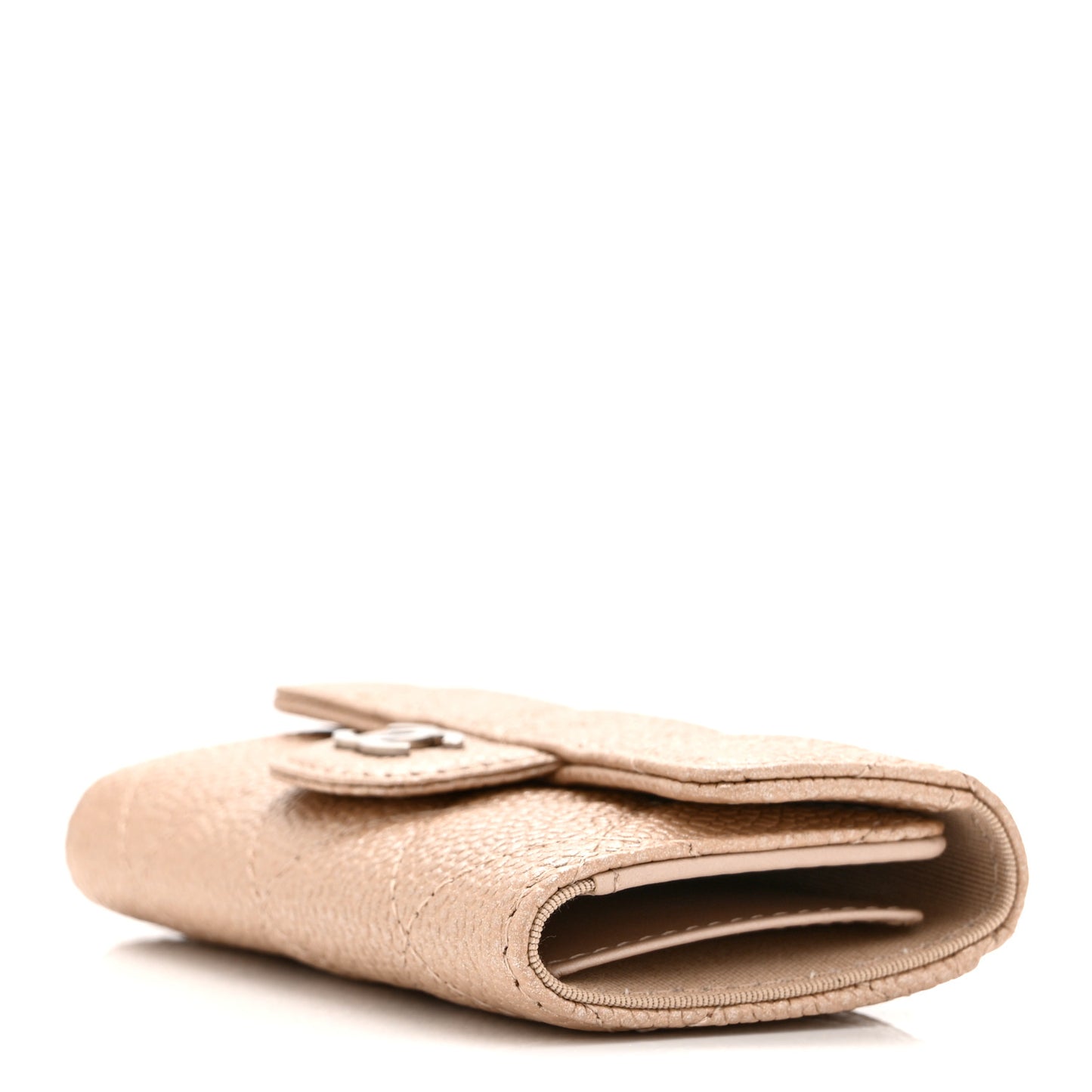 Metallic Caviar Quilted 6 Key Holder Light Beige