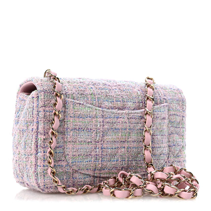 Chanel Tweed Quilted Mini Rectangular Flap Pink Multicolor 3 of 10