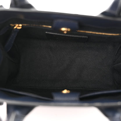 Burberry Derby Calfskin House Check Small Banner Tote Ink Blue 5 of 13