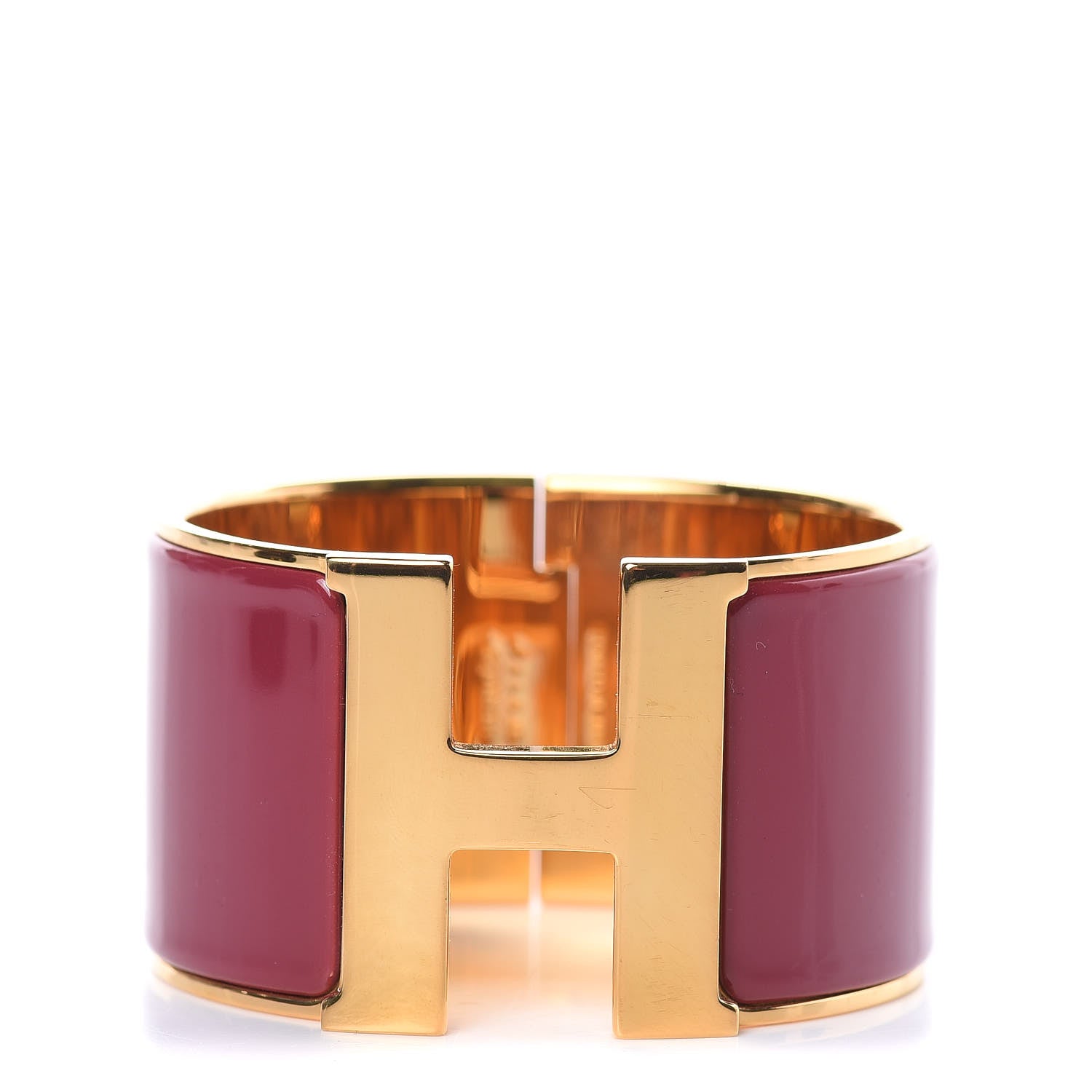 Hermes Enamel Extra Wide Clic Clac H Bracelet GM Bourgogne 1 of 5