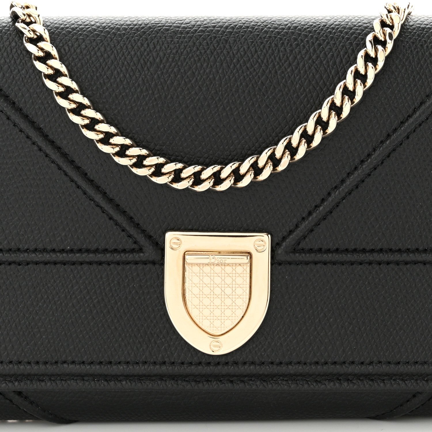 Christian Dior Grained Calfskin Diorama Croisiere Chain Wallet Black 8 of 10