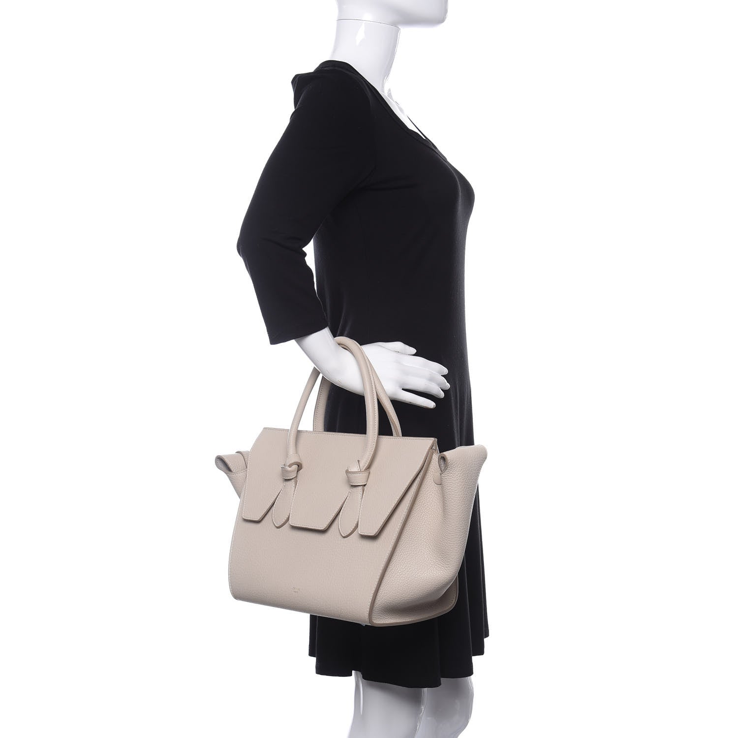 Celine Crisped Calfskin Mini Tie Knot Tote Chalk 2 of 12