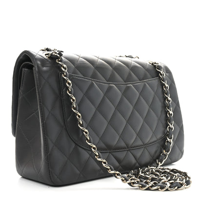 Chanel Lambskin Quilted Jumbo Double Flap Dark Grey 3 of 10