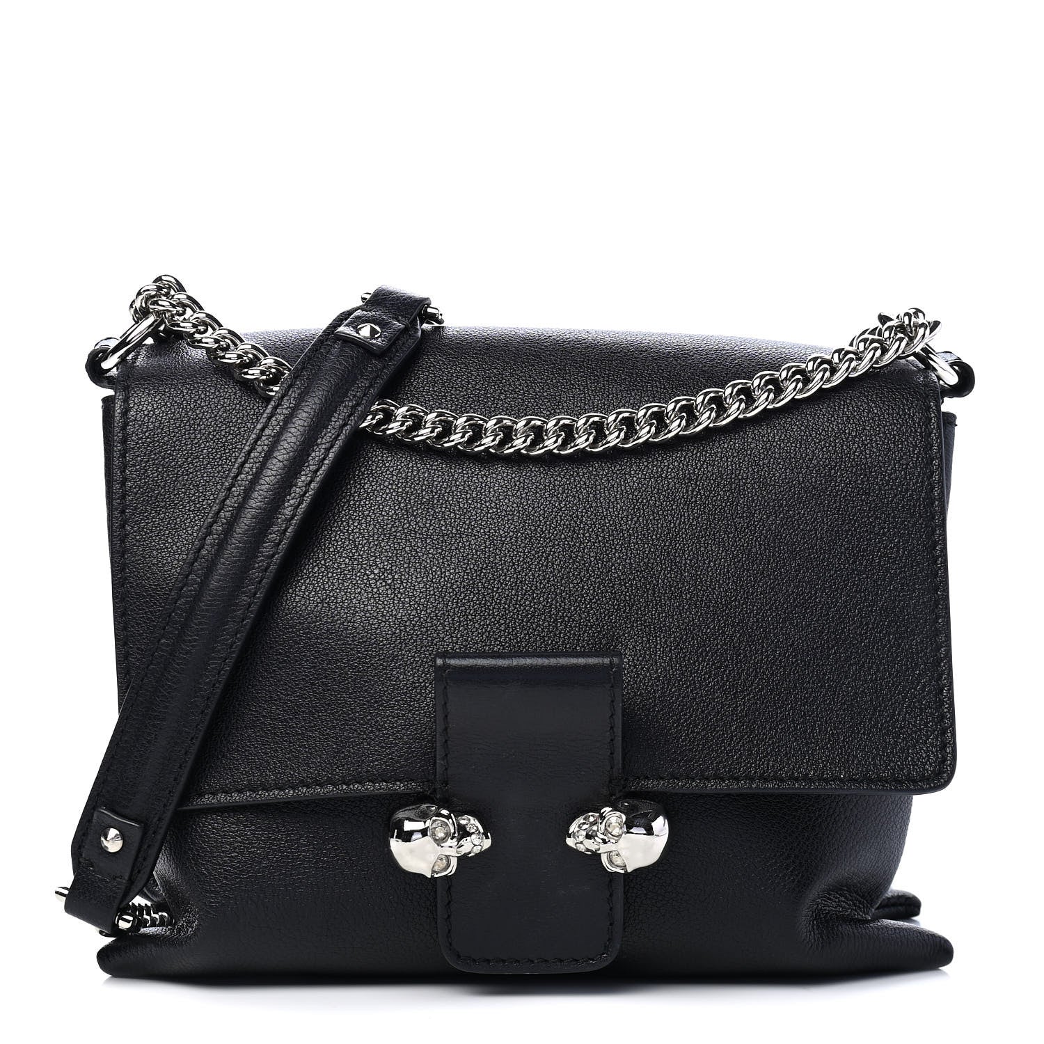 Alexander McQueen Grained Calfskin Twin Skull Crossbody Black 1 of 9
