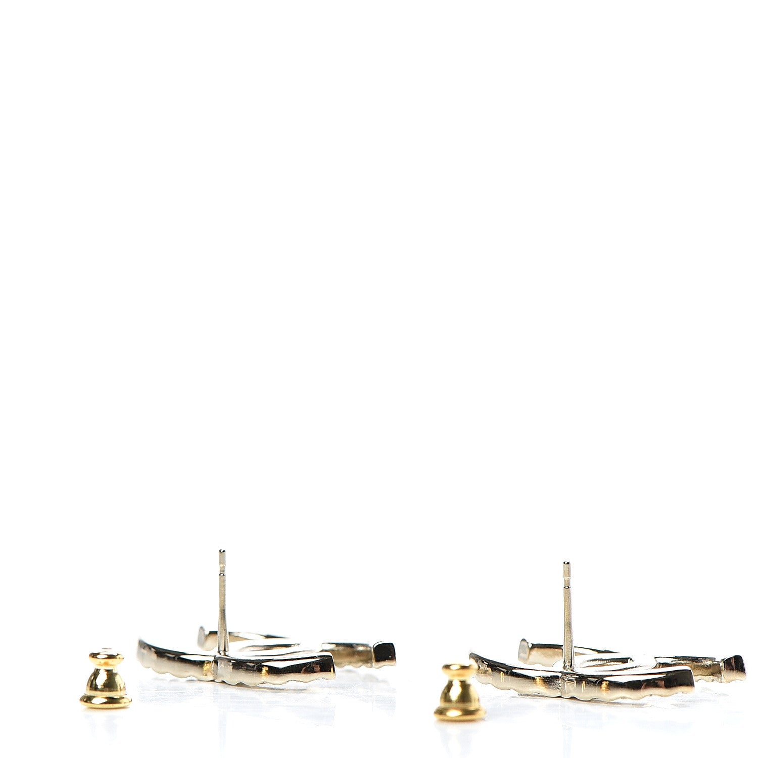 Chanel Crystal CC Large Stud Earrings Gold 3 of 5