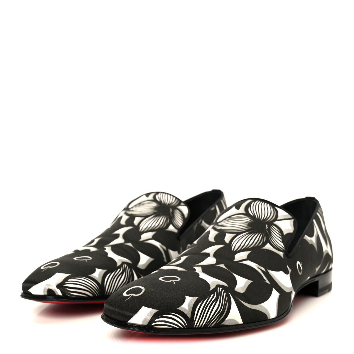 Christian Louboutin Satin Petunia Mens Dandelion Flat Loafers 42 Black White 4 of 8
