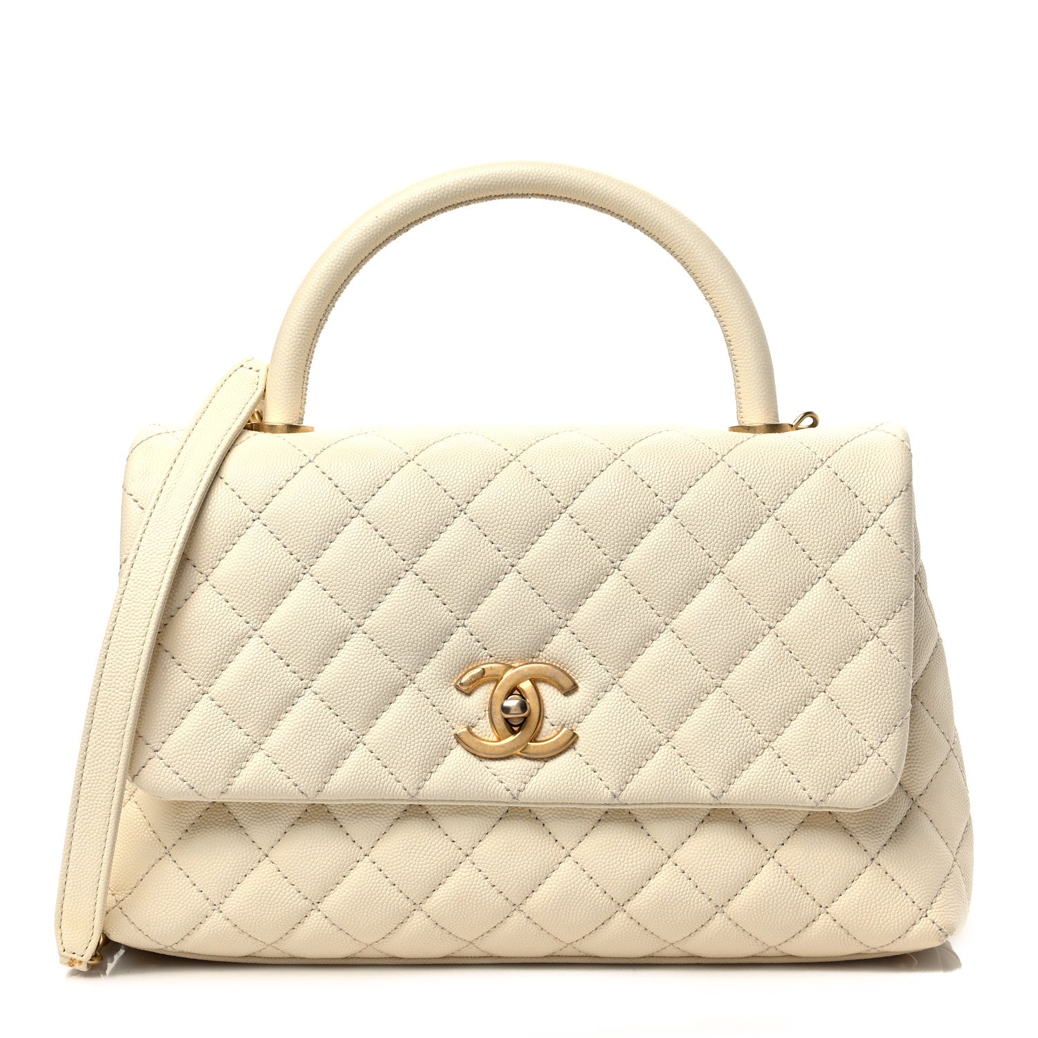 Chanel Caviar Quilted Small Coco Handle Flap White 1 of 9