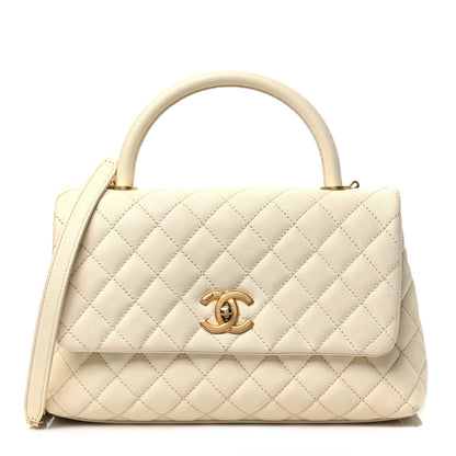 Chanel Caviar Quilted Small Coco Handle Flap White 1 of 9