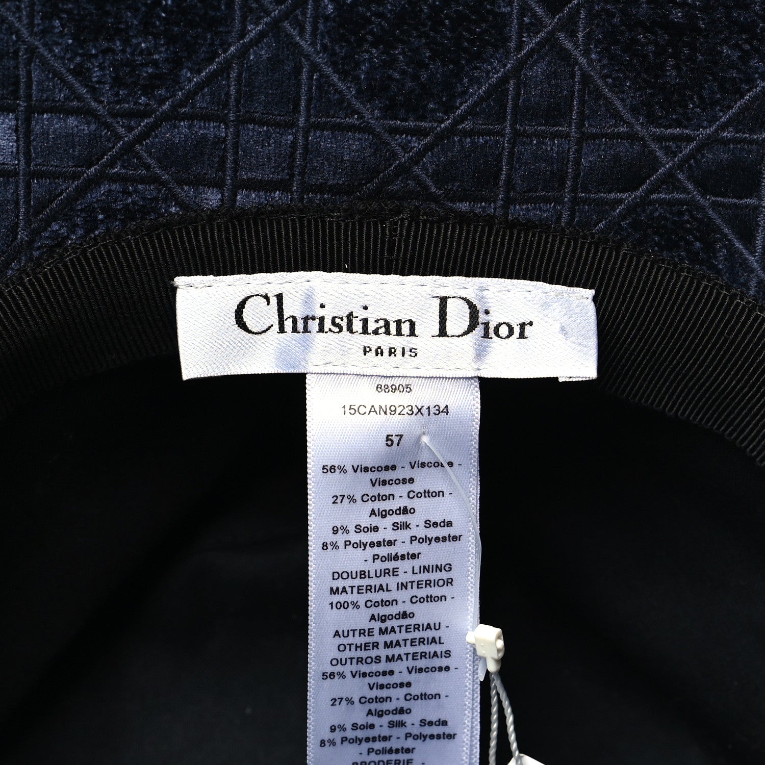 Christian Dior Velvet Cannage Bob Bucket Hat Bleu Red 8 of 8