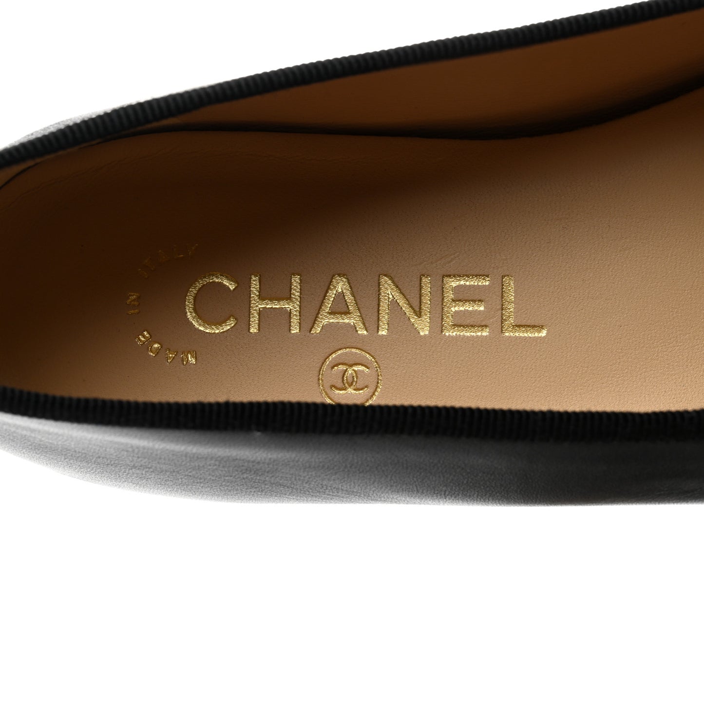 Lambskin Patent CC Cap Toe Ballerina Flats 36 Black