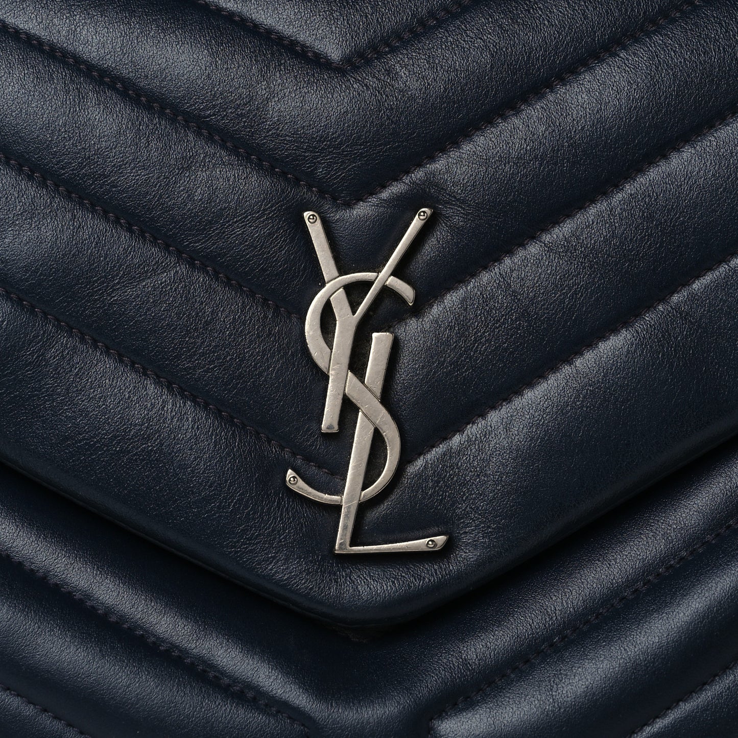 Calfskin Y Quilted Monogram Medium Loulou Chain Satchel Medium Blue