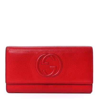 Gucci Pebbled Calfskin Large Soho Continental Wallet Red 1 of 11