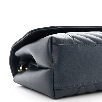 Chanel Calfskin Quilted Medium Daily Chevron Flap Navy Blue 9 of 11