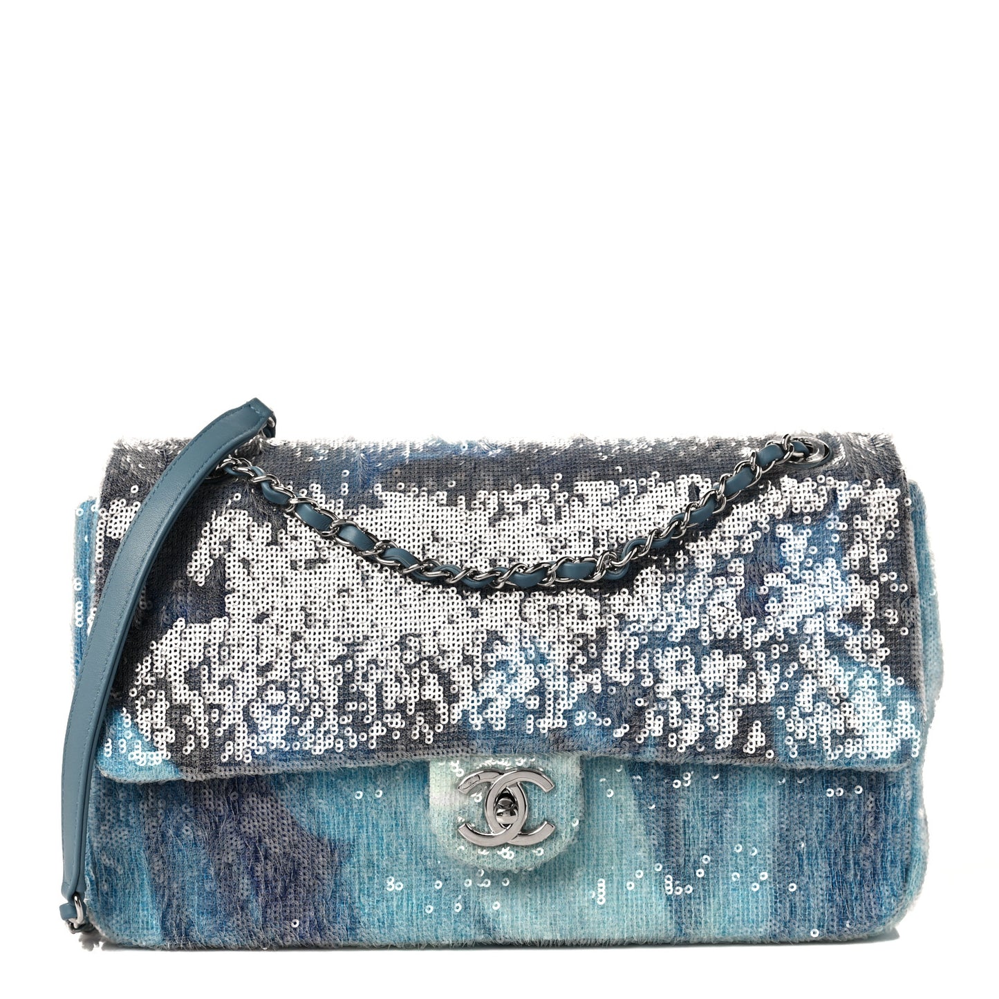 Sequin Large Waterfall Flap Light Blue