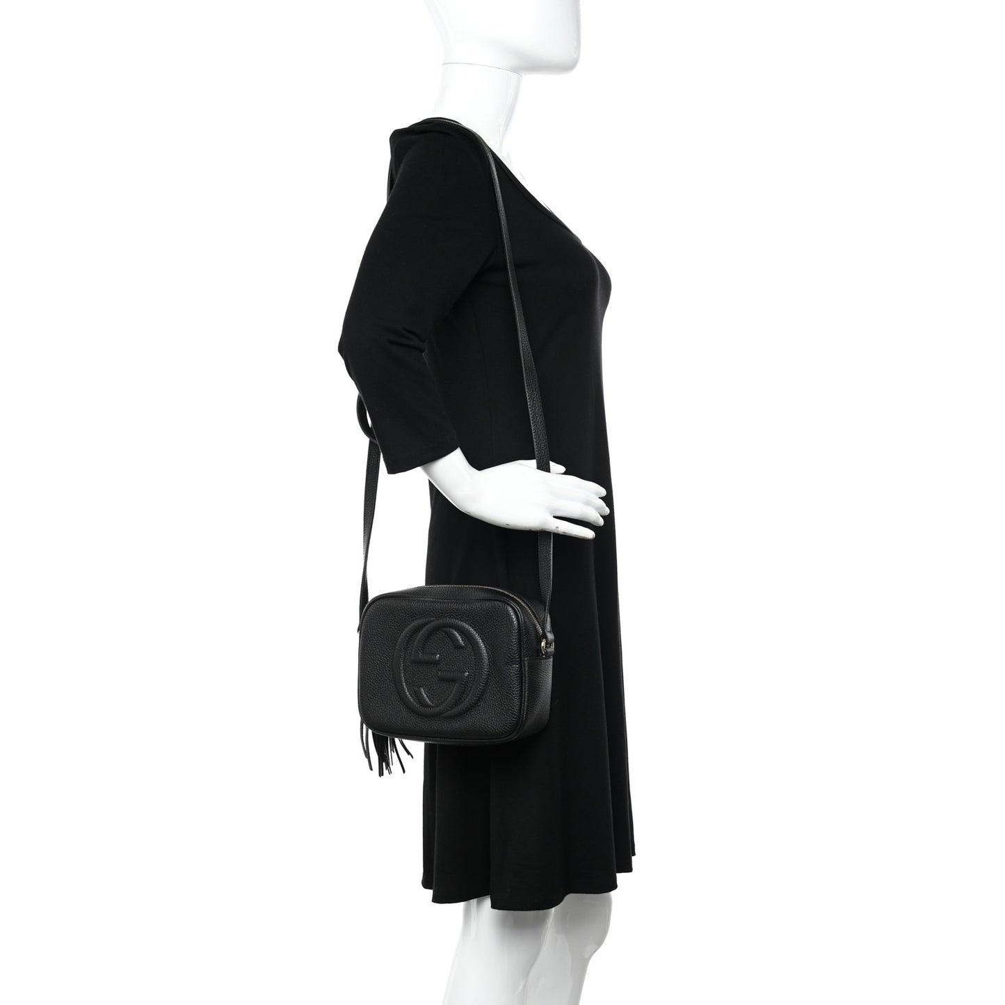 Pebbled Calfskin Small Soho Disco Bag Black