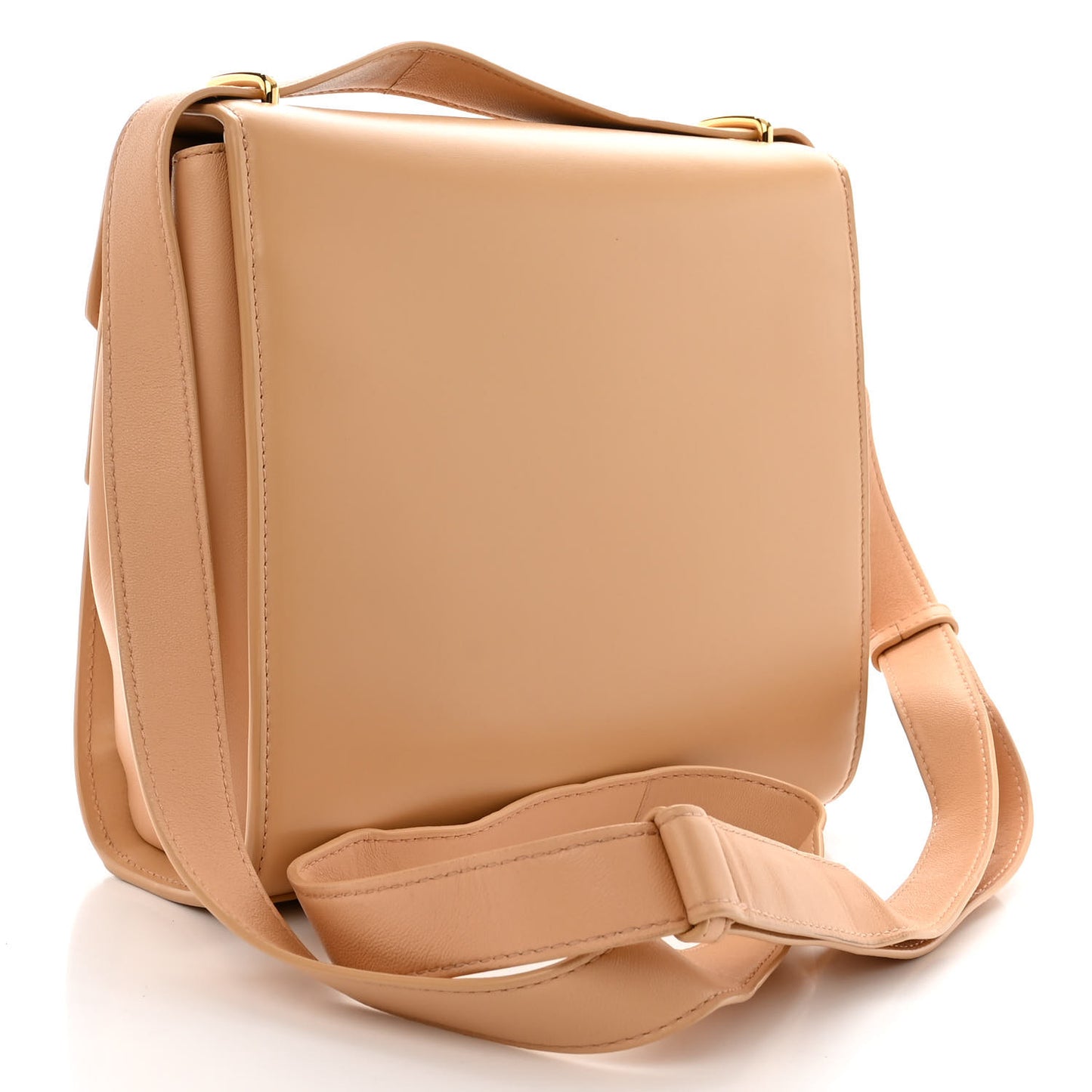 Box Calfskin Nappa Clip Bag Almond Gold