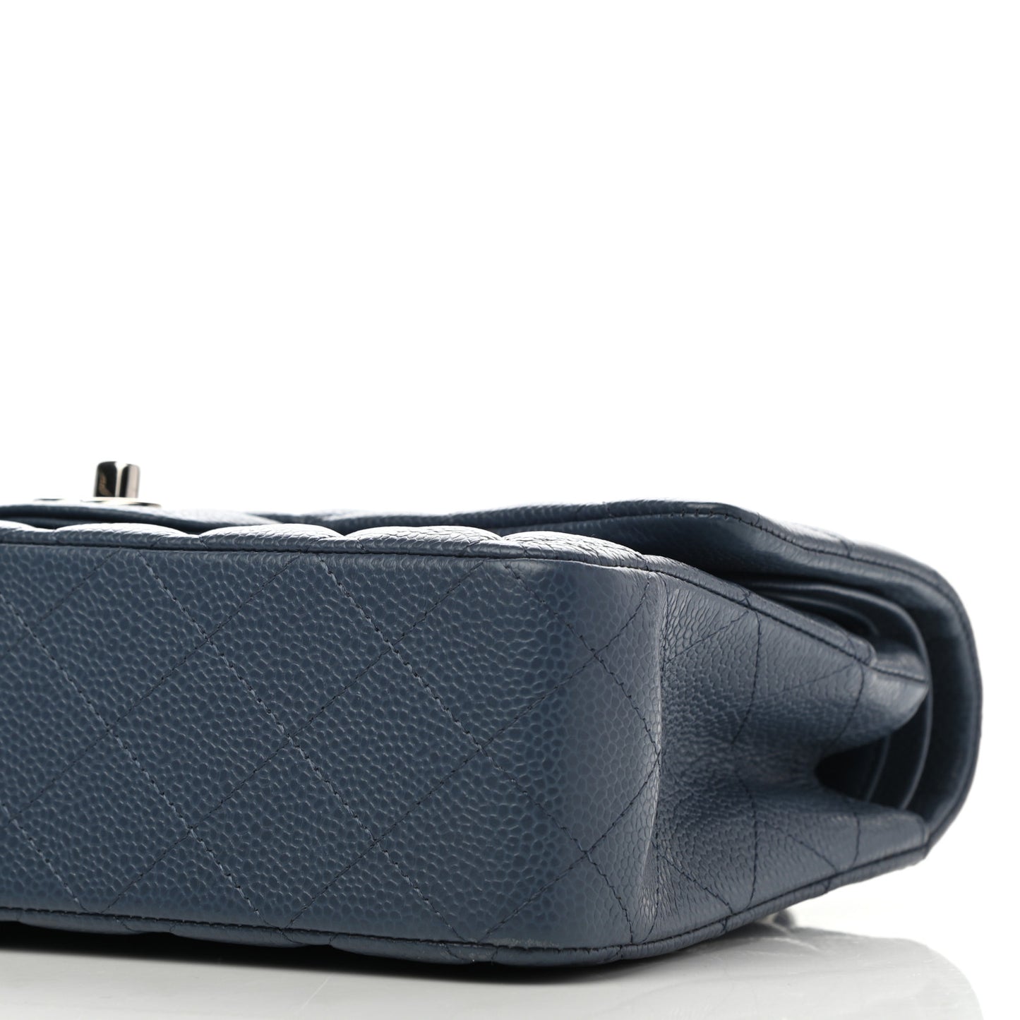 Caviar Quilted Medium Double Flap Blue