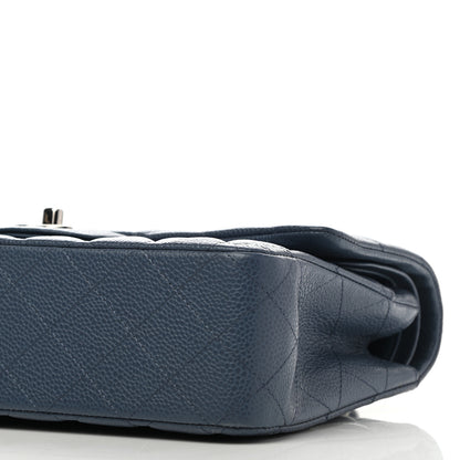 Chanel Caviar Quilted Medium Double Flap Blue 9 of 10