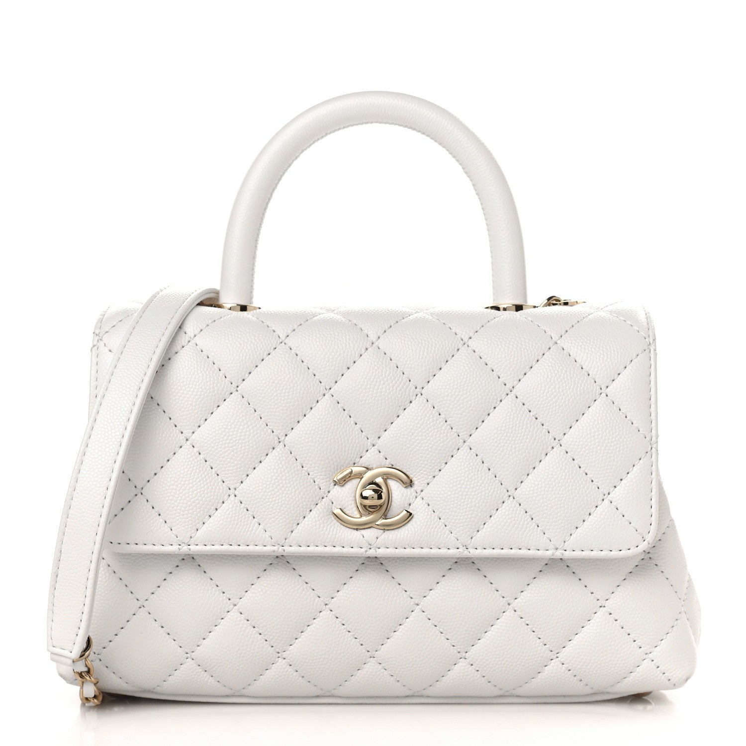 Chanel Caviar Quilted Mini Coco Handle Flap White 1 of 11