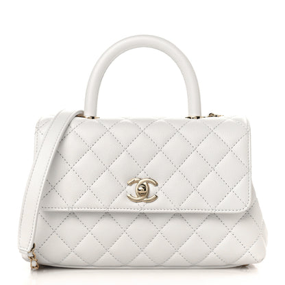 Chanel Caviar Quilted Mini Coco Handle Flap White 1 of 11