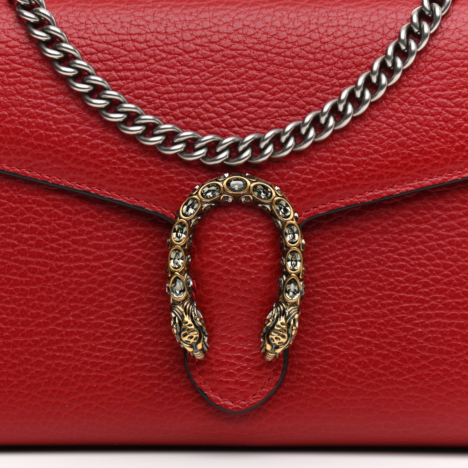 Gucci Calfskin Mini Dionysus Chain Wallet Hibiscus Red 4 of 10
