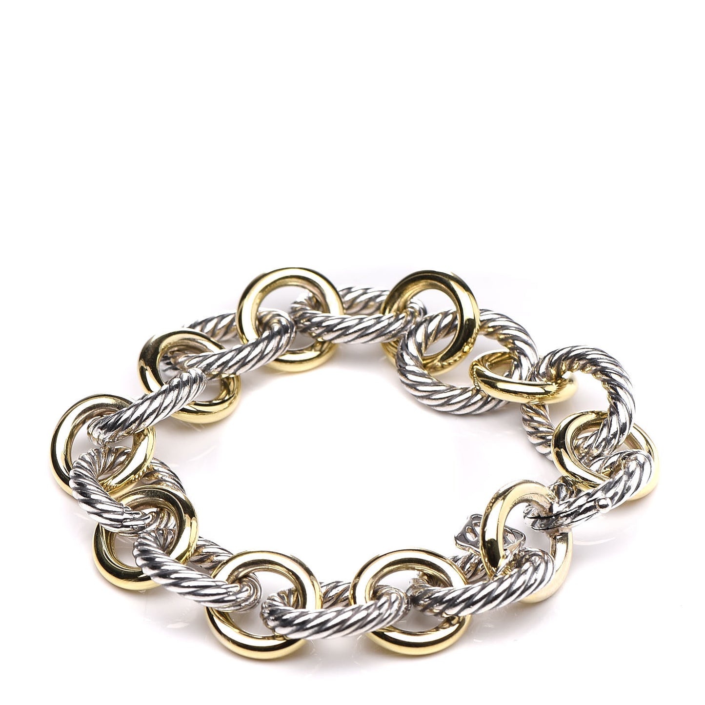 Sterling Silver 18K Yellow Gold 12mm Large Oval Link Bracelet