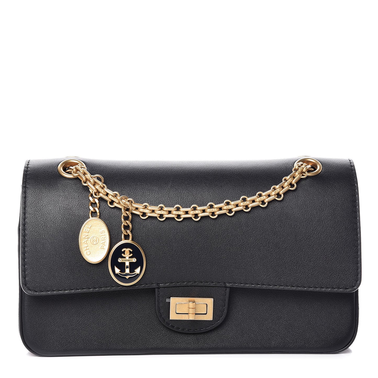 Calfskin Nude 2.55 Medals Reissue 225 Flap Navy