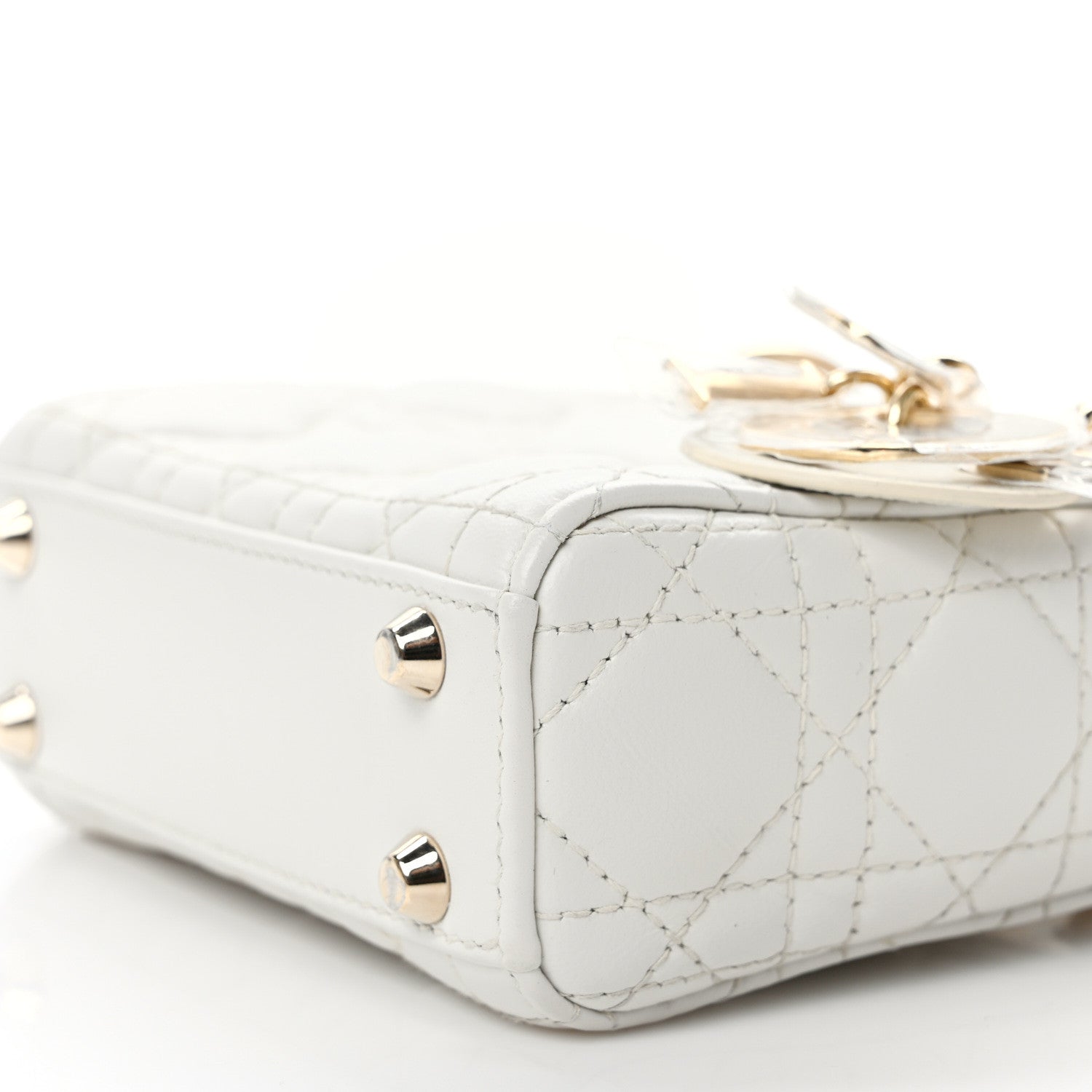 Christian Dior CHRISTIAN DIOR Lambskin Cannage Micro Lady Dior White 10 of 16