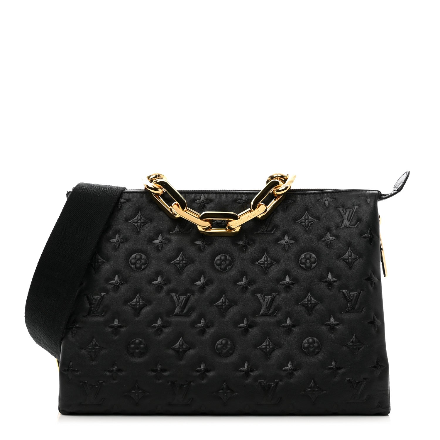 Louis Vuitton Lambskin Embossed Monogram Coussin MM Black 1 of 10