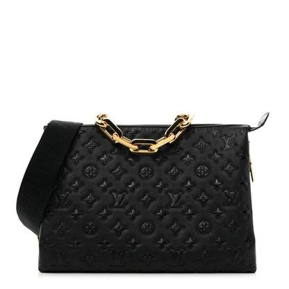 Louis Vuitton Lambskin Embossed Monogram Coussin MM Black 1 of 10