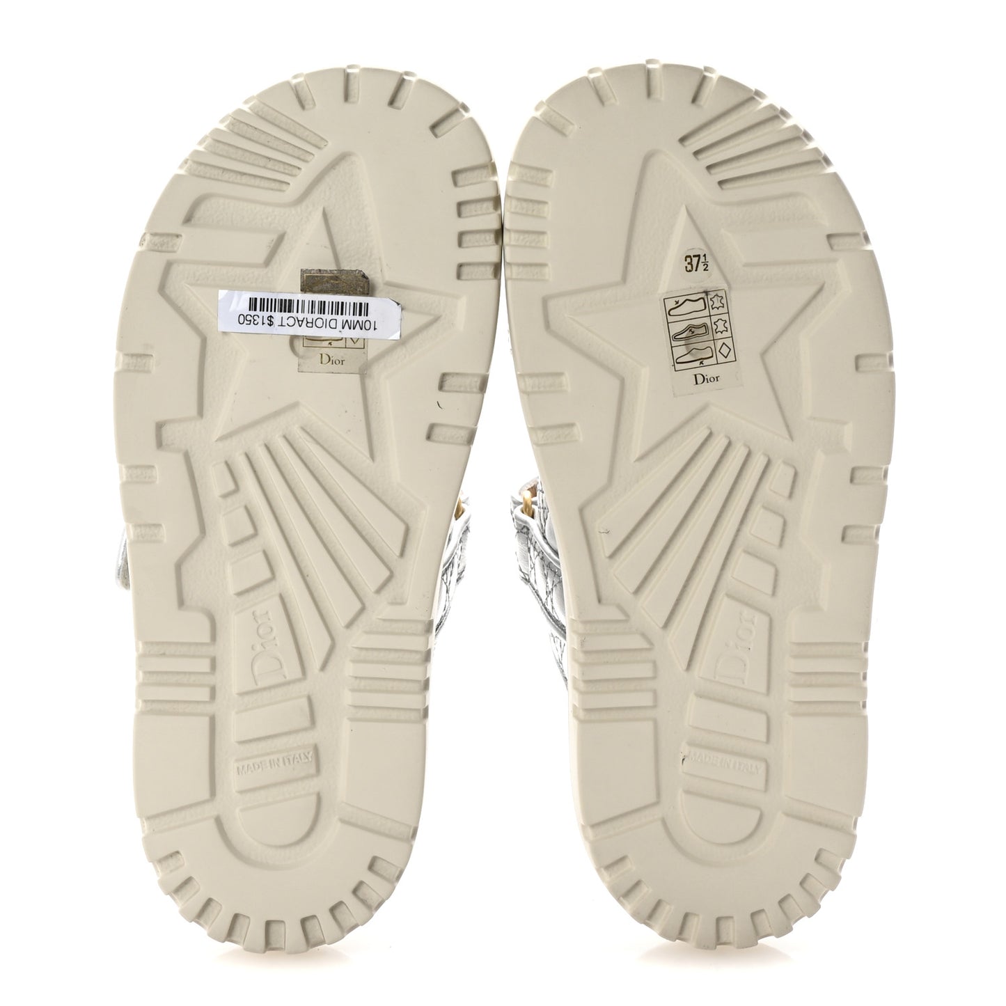 Laminated Sheepskin Cannage Dior Or Dioract Slide Sandals 37.5 Steel