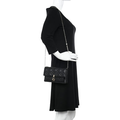 Christian Dior Lambskin Cannage Miss Dior Chain Pouch Black 2 of 14