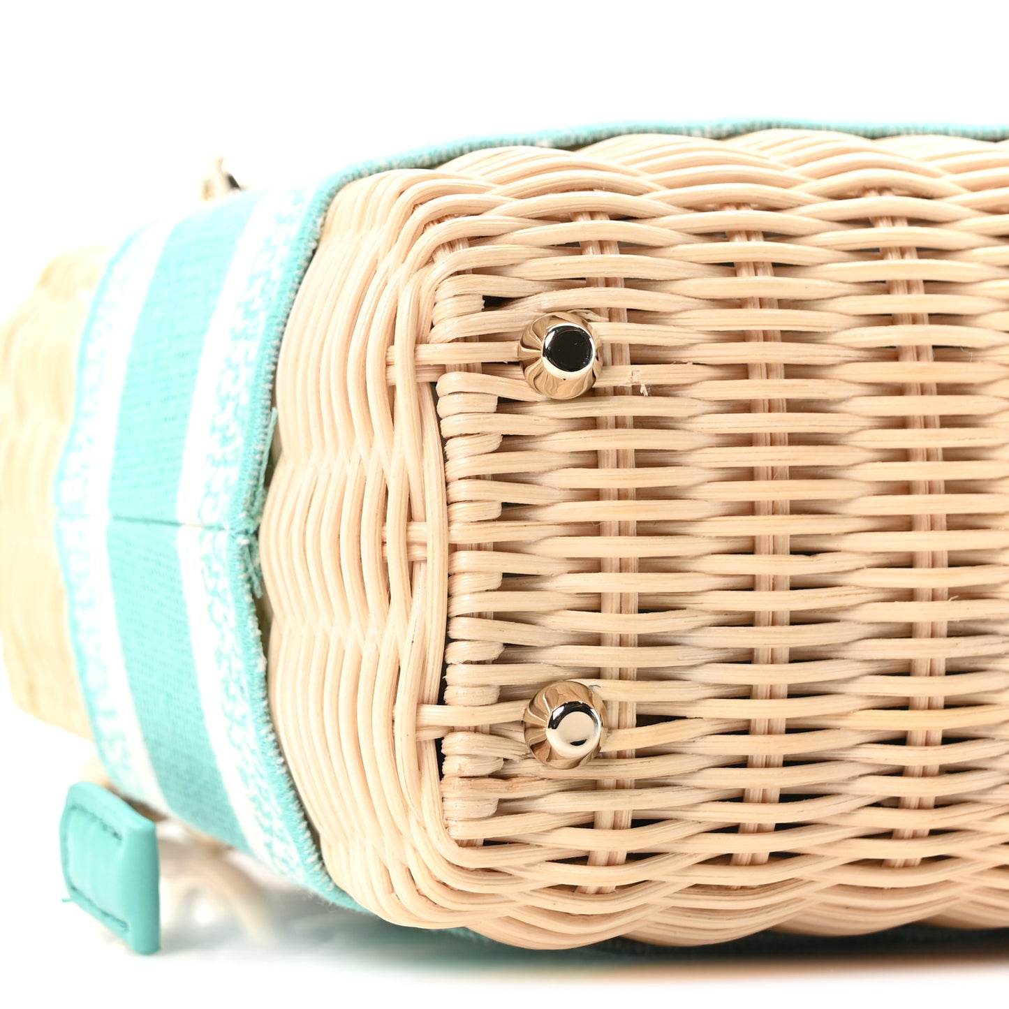 Wicker Oblique Mini Lady Dior Bag Aquamarina